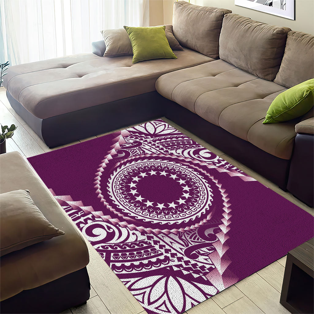 Cook Islands Gospel Day Area Rug Maroon Tribal Curves