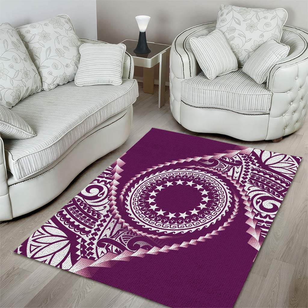 Cook Islands Gospel Day Area Rug Maroon Tribal Curves