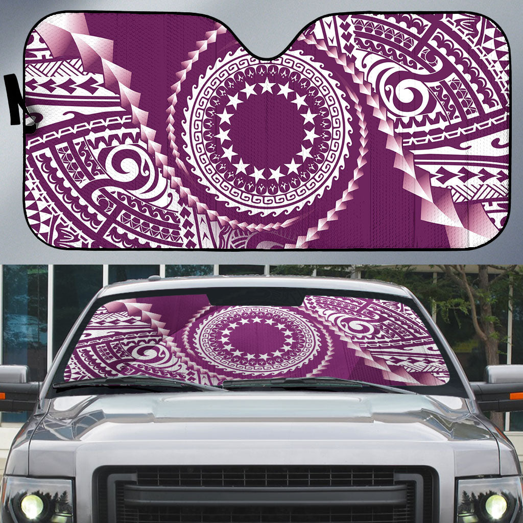 Cook Islands Gospel Day Auto Sun Shade Maroon Tribal Curves