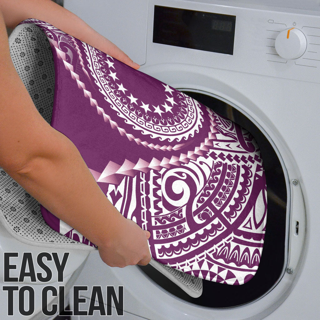 Cook Islands Gospel Day Bathroom Set Maroon Tribal Curves