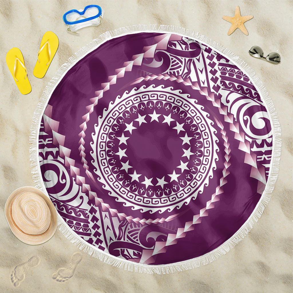 Cook Islands Gospel Day Beach Blanket Maroon Tribal Curves LT05 One Size 150cm Maroon - Polynesian Pride
