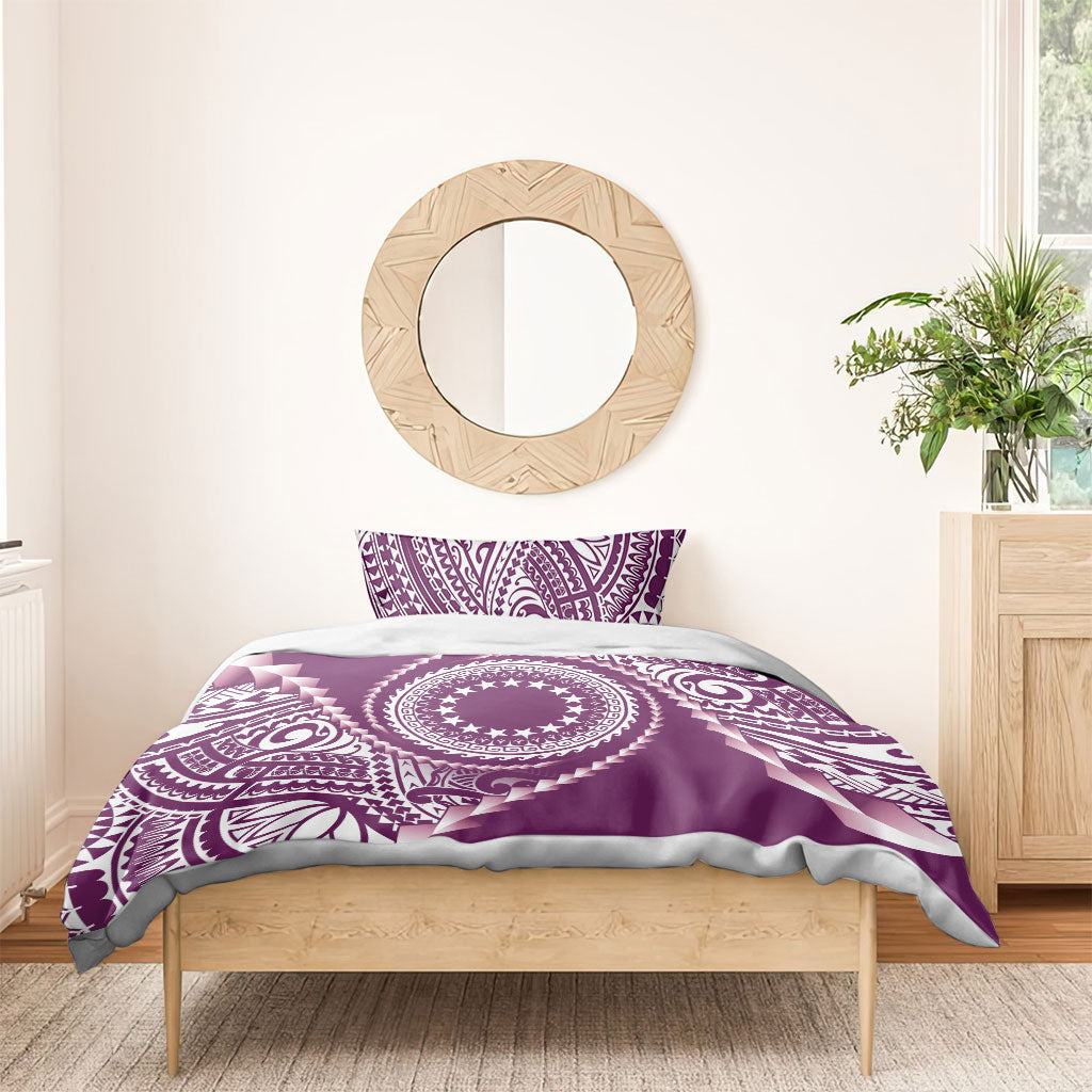 Cook Islands Gospel Day Bedding Set Maroon Tribal Curves