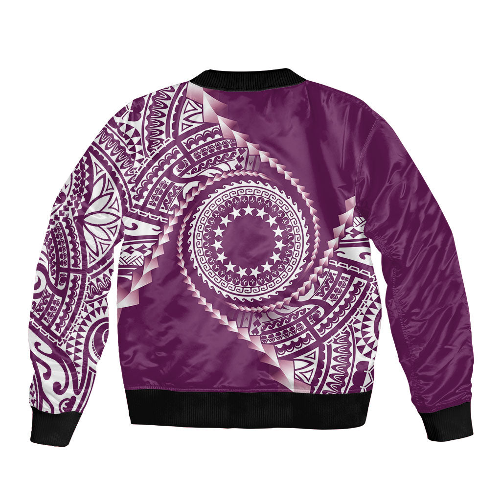 Cook Islands Gospel Day Bomber Jacket Maroon Tribal Curves
