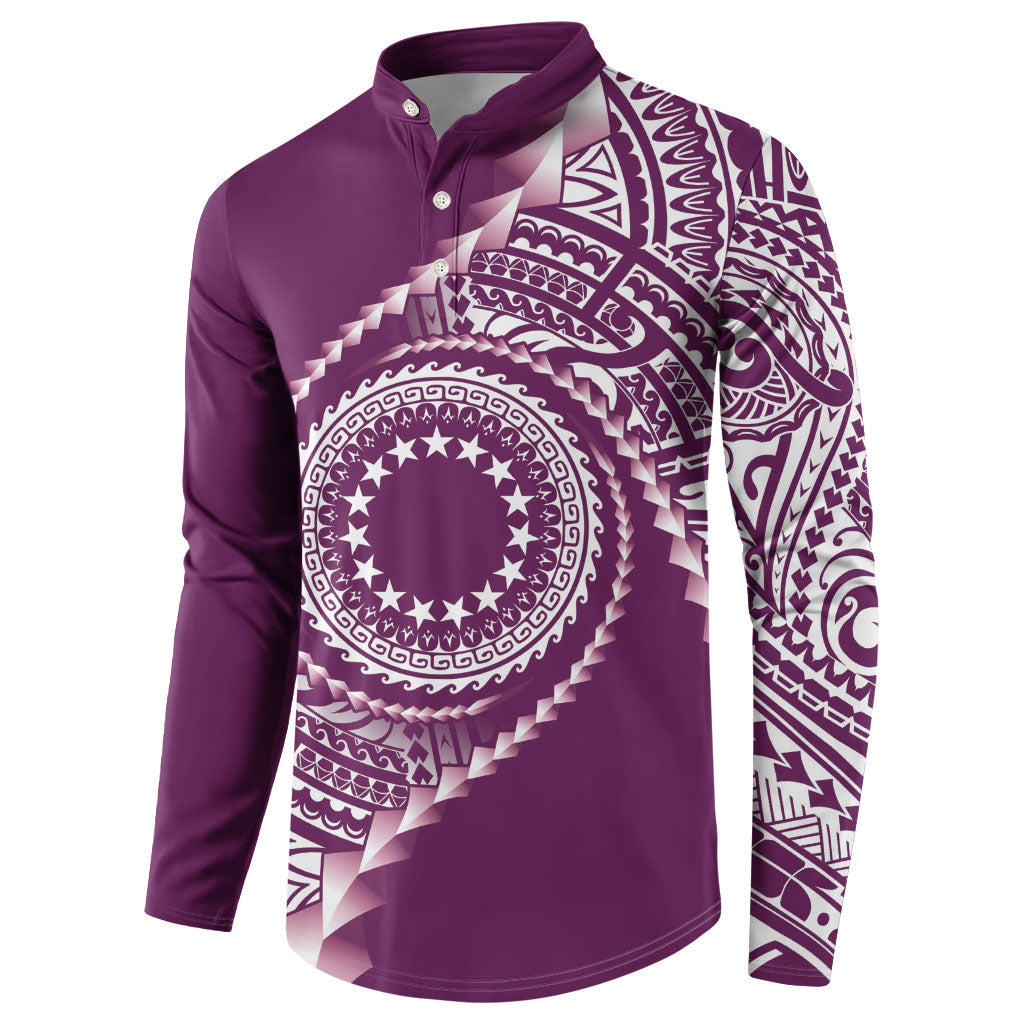 Cook Islands Gospel Day Button Sweatshirt Maroon Tribal Curves