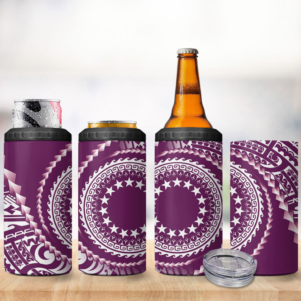 Cook Islands Gospel Day 4 in 1 Can Cooler Tumbler Maroon Tribal Curves