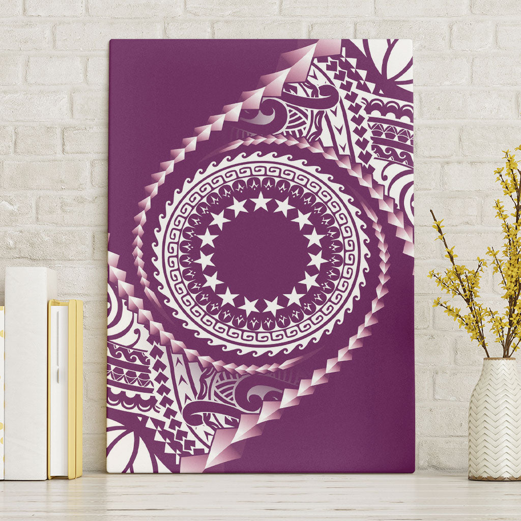 Cook Islands Gospel Day Canvas Wall Art Maroon Tribal Curves