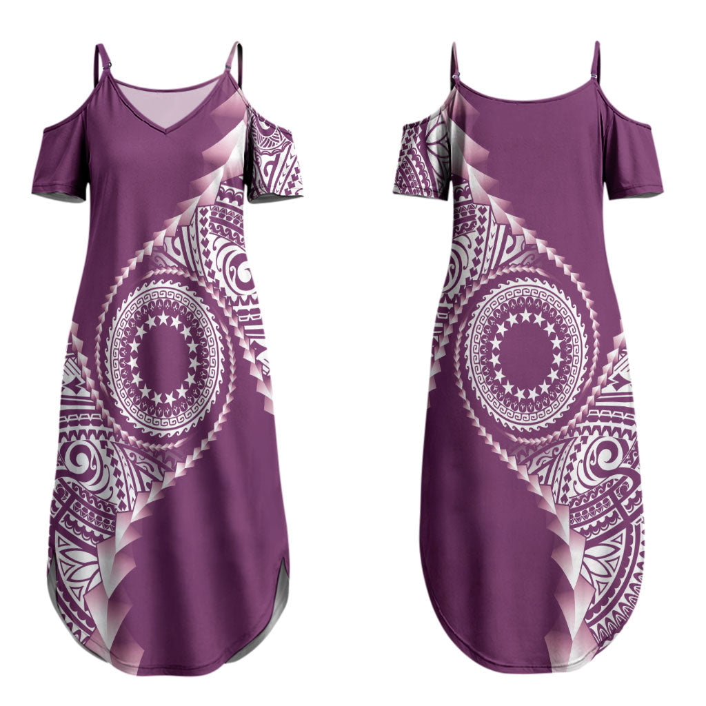 Cook Islands Gospel Day Couples Matching Summer Maxi Dress and Long Sleeve Button Shirt Maroon Tribal Curves