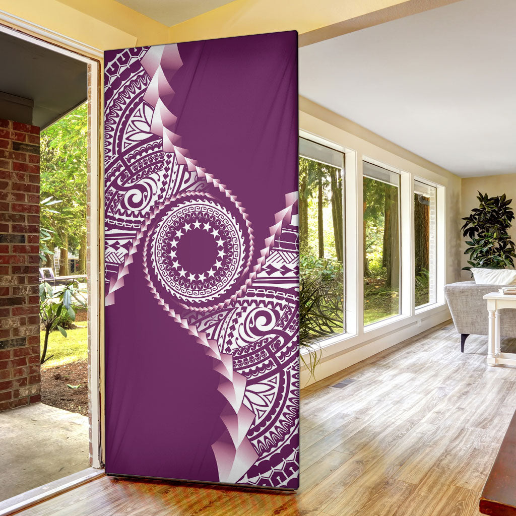 Cook Islands Gospel Day Door Cover Maroon Tribal Curves