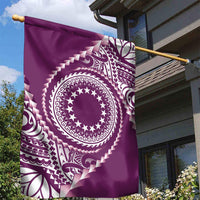 Cook Islands Gospel Day Garden Flag Maroon Tribal Curves