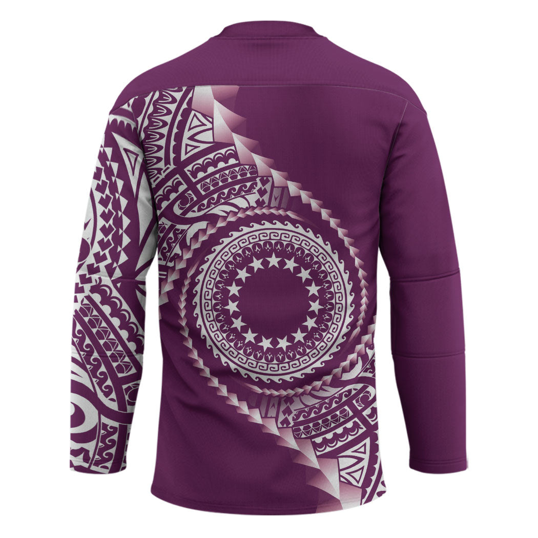 Cook Islands Gospel Day Hockey Jersey Maroon Tribal Curves