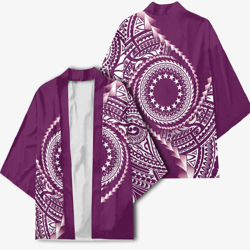Cook Islands Gospel Day Kimono Maroon Tribal Curves