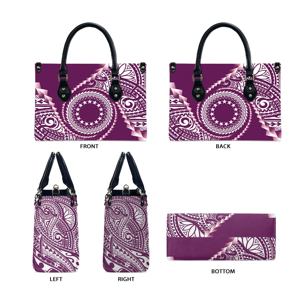 Cook Islands Gospel Day Leather Bag Maroon Tribal Curves