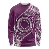 Cook Islands Gospel Day Long Sleeve Shirt Maroon Tribal Curves