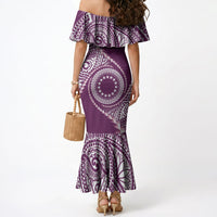 Cook Islands Gospel Day Mermaid Dress Maroon Tribal Curves