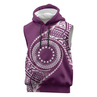 Cook Islands Gospel Day Sleeveless Hoodie Maroon Tribal Curves