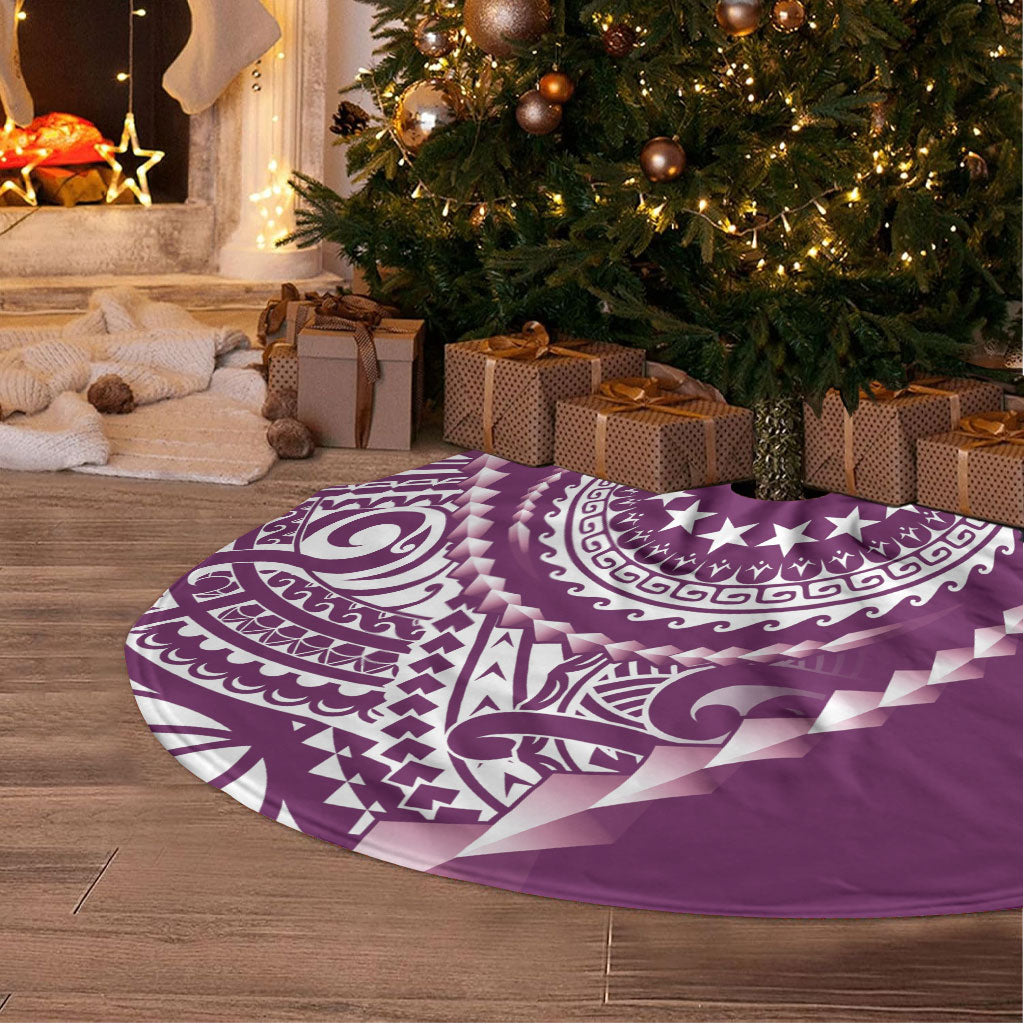 Cook Islands Gospel Day Tree Skirt Maroon Tribal Curves LT05 - Polynesian Pride