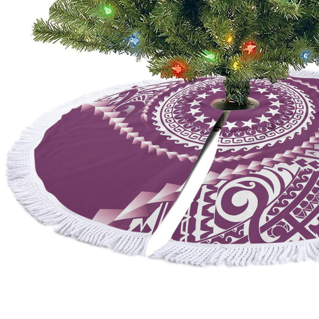 Cook Islands Gospel Day Tree Skirt Maroon Tribal Curves LT05 - Polynesian Pride