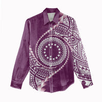 Cook Islands Gospel Day Women Casual Shirt Maroon Tribal Curves