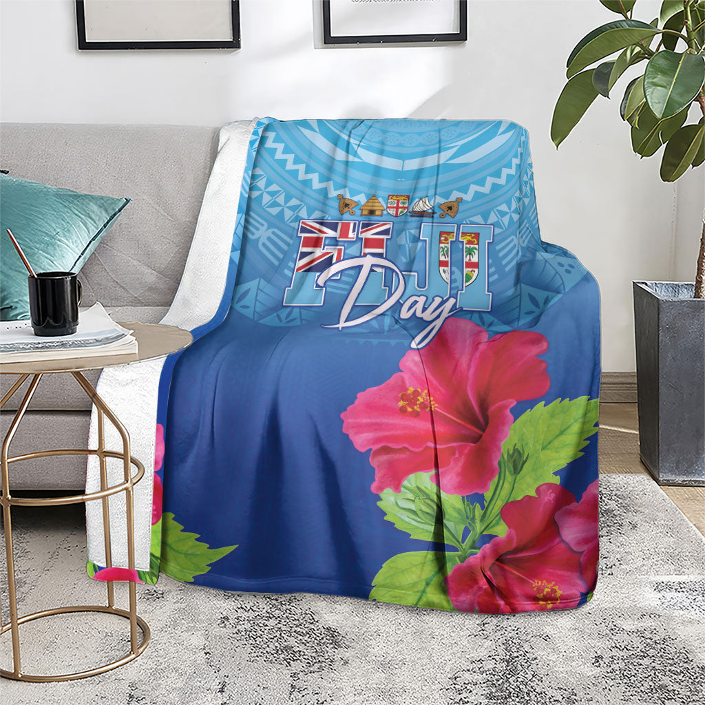 Bula Fiji Day Blanket Traditional Tapa Pattern With Hibiscus LT05 - Polynesian Pride