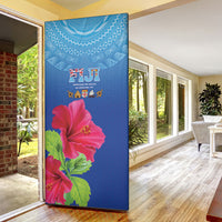 Bula Fiji Day Door Cover Traditional Tapa Pattern With Hibiscus LT05 - Polynesian Pride
