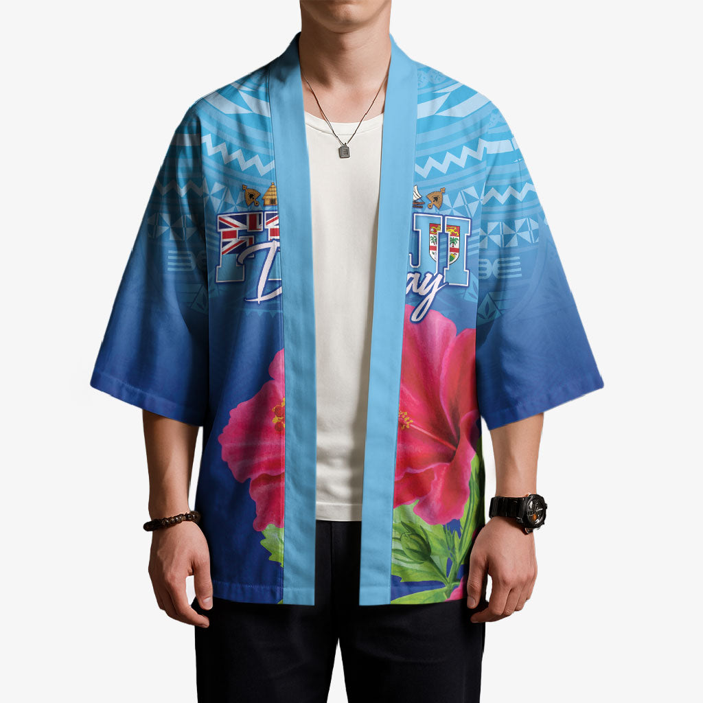 Bula Fiji Day Kimono Traditional Tapa Pattern With Hibiscus LT05 - Polynesian Pride