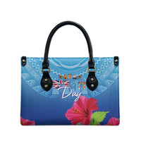 Bula Fiji Day Leather Bag Traditional Tapa Pattern With Hibiscus LT05 - Polynesian Pride