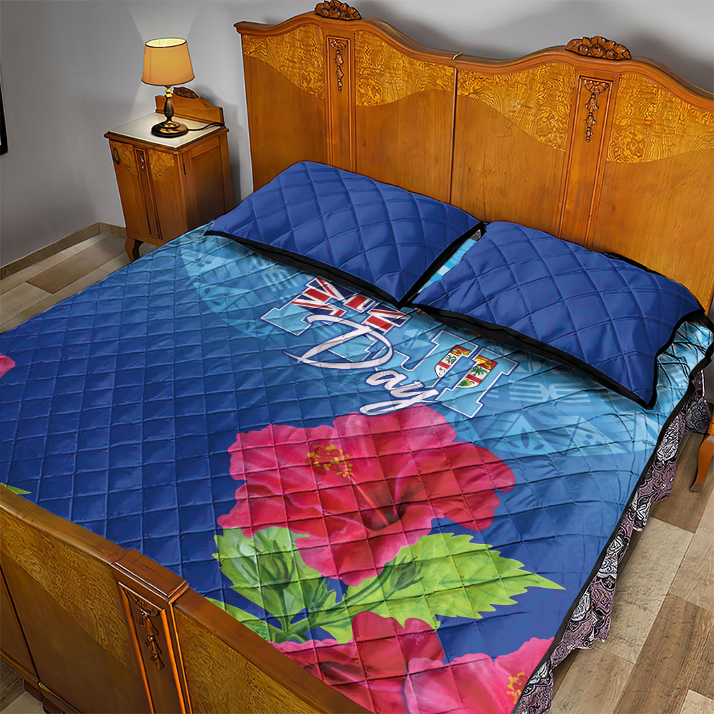 Bula Fiji Day Quilt Bed Set Traditional Tapa Pattern With Hibiscus LT05 - Polynesian Pride