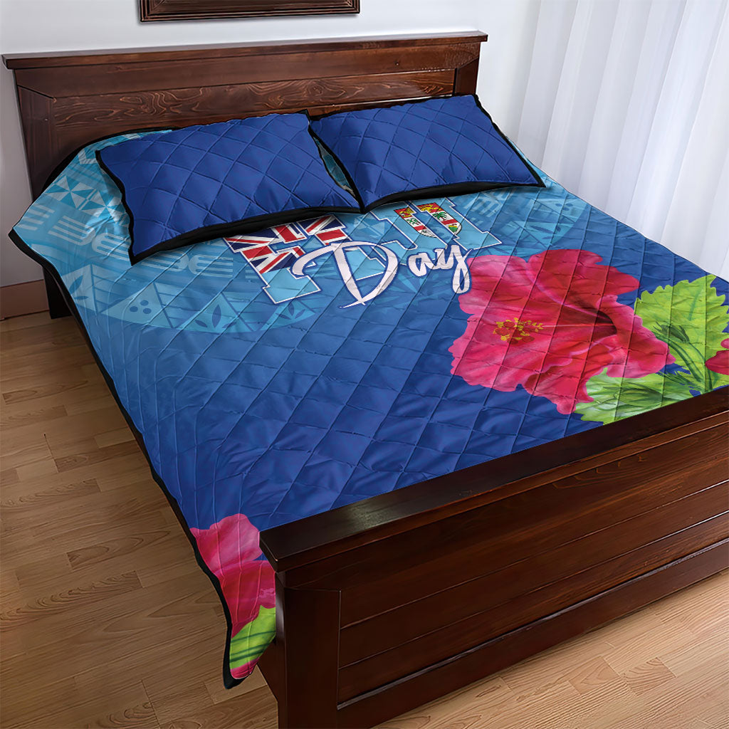 Bula Fiji Day Quilt Bed Set Traditional Tapa Pattern With Hibiscus LT05 - Polynesian Pride