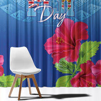 Bula Fiji Day Window Curtain Traditional Tapa Pattern With Hibiscus LT05 - Polynesian Pride