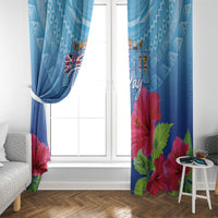 Bula Fiji Day Window Curtain Traditional Tapa Pattern With Hibiscus LT05 - Polynesian Pride