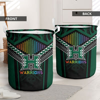 Hawaii Warriors Football Laundry Basket Rainbow Kakau Pattern Black LT05 - Polynesian Pride