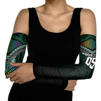 Custom Hawaii Warriors Football Arm Sleeves Rainbow Kakau Pattern Black LT05 - Polynesian Pride