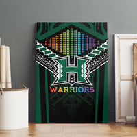 Hawaii Warriors Football Canvas Wall Art Rainbow Kakau Pattern Black LT05 - Polynesian Pride