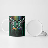 Custom Hawaii Warriors Football Ceramic Mug Rainbow Kakau Pattern Black LT05 - Polynesian Pride