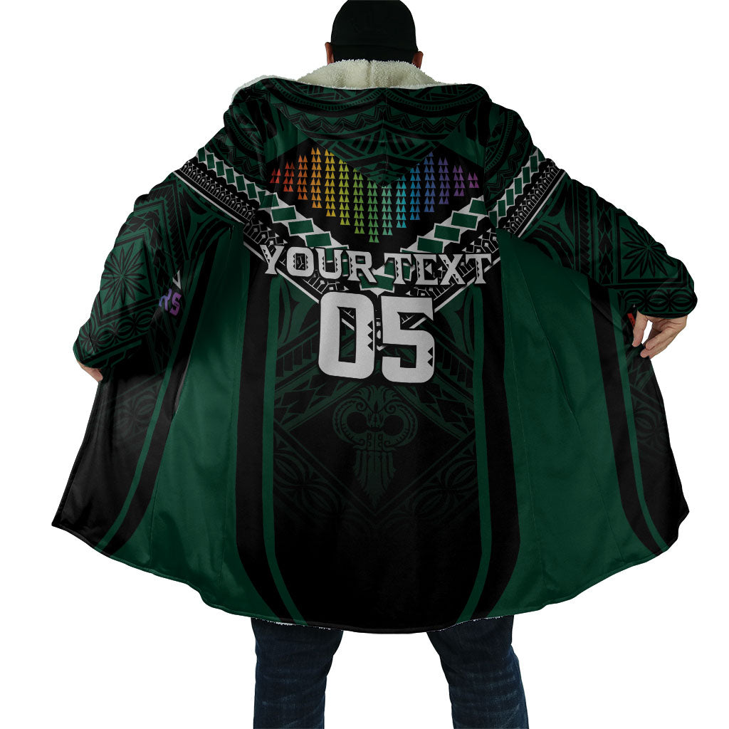 Custom Hawaii Warriors Football Cloak Rainbow Kakau Pattern Black LT05 - Polynesian Pride