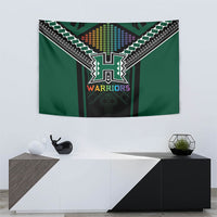 Hawaii Warriors Football Tapestry Rainbow Kakau Pattern Black