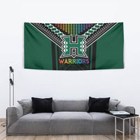Hawaii Warriors Football Tapestry Rainbow Kakau Pattern Black