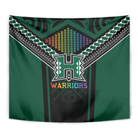 Hawaii Warriors Football Tapestry Rainbow Kakau Pattern Black