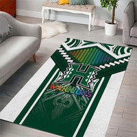 Hawaii Warriors Football Area Rug Rainbow Kakau Pattern Green LT05 - Polynesian Pride