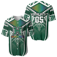 Custom Hawaii Warriors Football Baseball Jersey Rainbow Kakau Pattern Green LT05 - Polynesian Pride