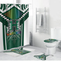 Hawaii Warriors Football Bathroom Set Rainbow Kakau Pattern Green LT05 Bathroom Set (4 pcs) Green - Polynesian Pride