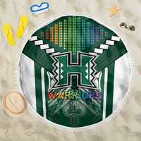 Hawaii Warriors Football Beach Blanket Rainbow Kakau Pattern Green LT05 One Size 150cm Green - Polynesian Pride