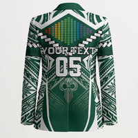 Custom Hawaii Warriors Football Blazer Rainbow Kakau Pattern Green LT05 - Polynesian Pride