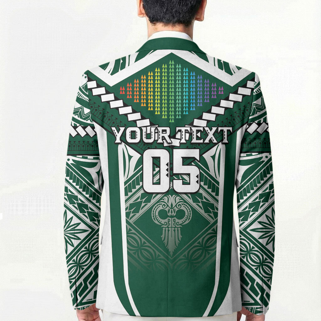 Custom Hawaii Warriors Football Blazer Rainbow Kakau Pattern Green LT05 - Polynesian Pride