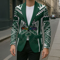 Custom Hawaii Warriors Football Blazer Rainbow Kakau Pattern Green LT05 - Polynesian Pride