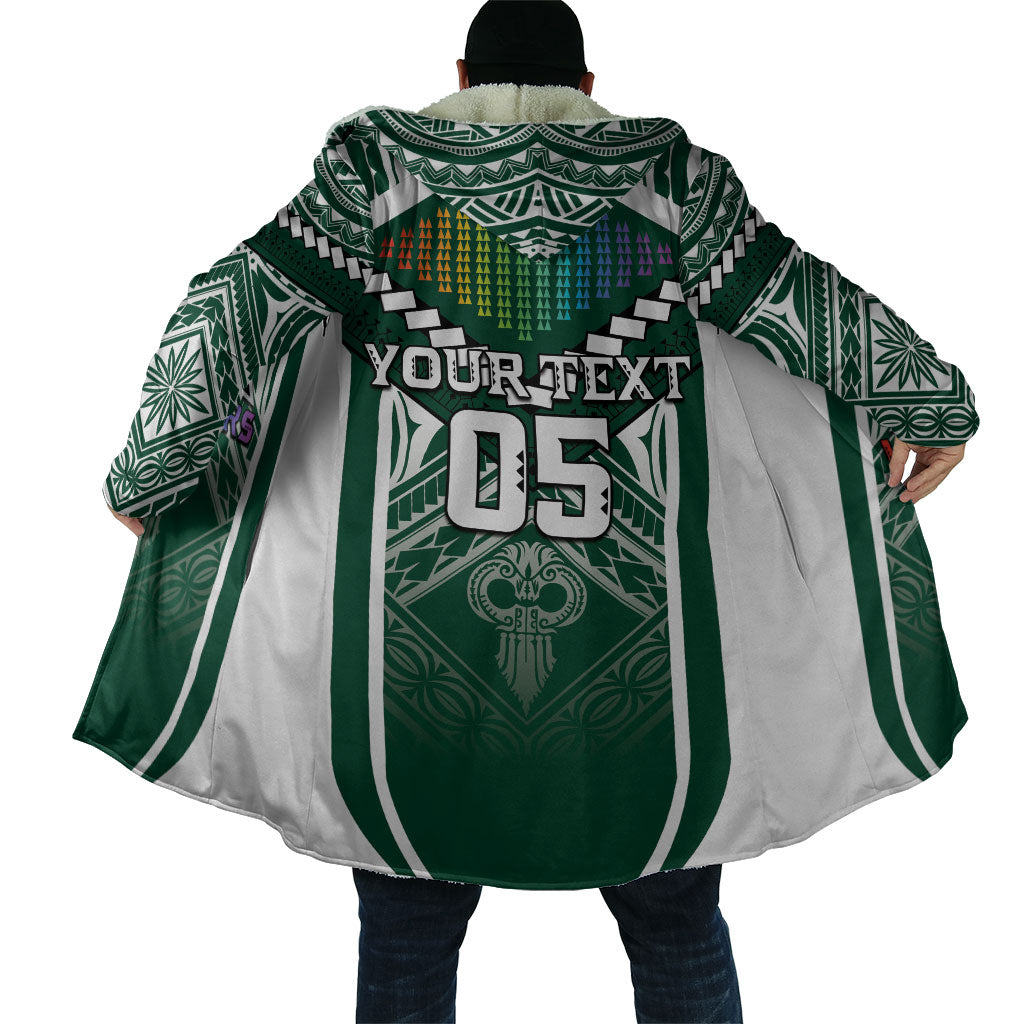 Custom Hawaii Warriors Football Cloak Rainbow Kakau Pattern Green LT05 - Polynesian Pride