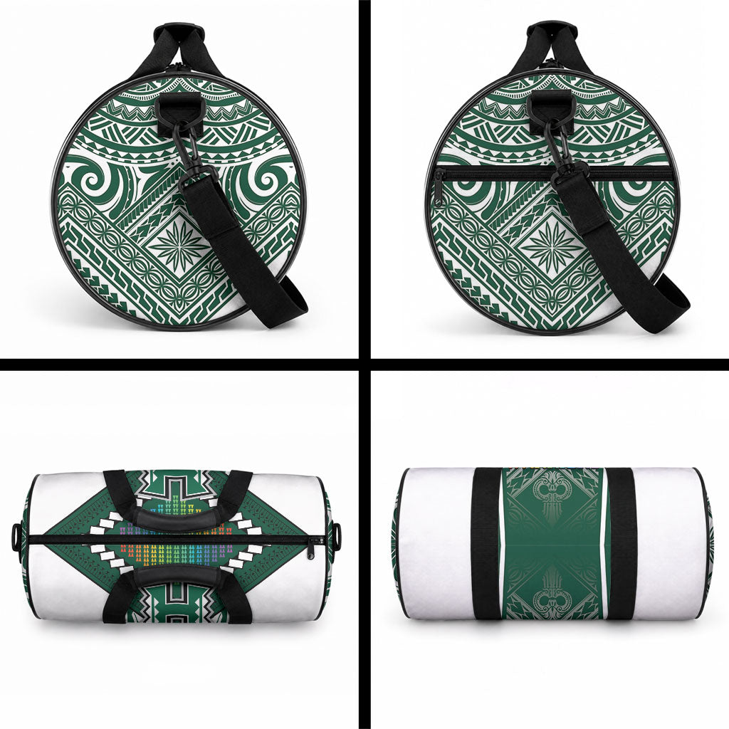 Hawaii Warriors Football Duffle Bag Rainbow Kakau Pattern Green LT05 - Polynesian Pride