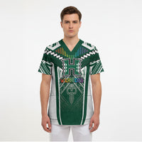 Custom Hawaii Warriors Football Scrub Top Rainbow Kakau Pattern Green LT05 - Polynesian Pride