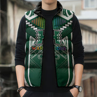 Custom Hawaii Warriors Football Sleeveless Puffer Jacket Rainbow Kakau Pattern Green LT05 - Polynesian Pride