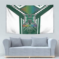 Hawaii Warriors Football Tapestry Rainbow Kakau Pattern Green LT05 - Polynesian Pride